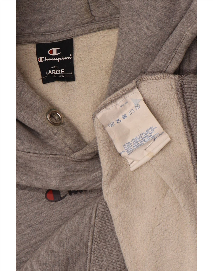 Champion Mens Graphic Hoodie Jumper Large Grey Cotton