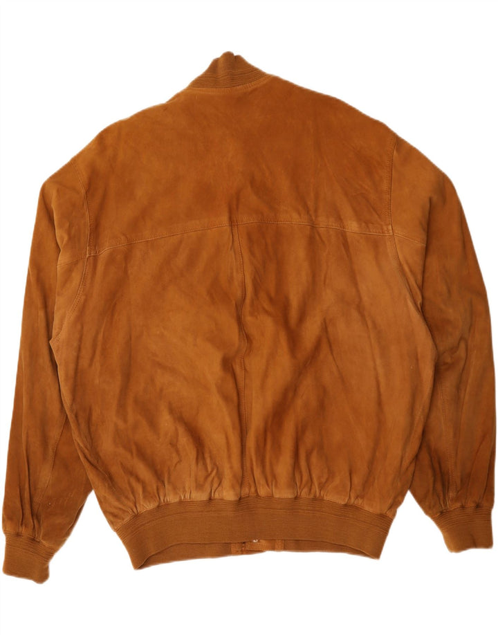 Vintage Mens Suede Bomber Jacket IT 58 4XL Brown Leather