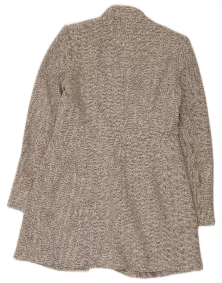 Zara Womens Overcoat UK 12 Medium Beige Herringbone Polyester