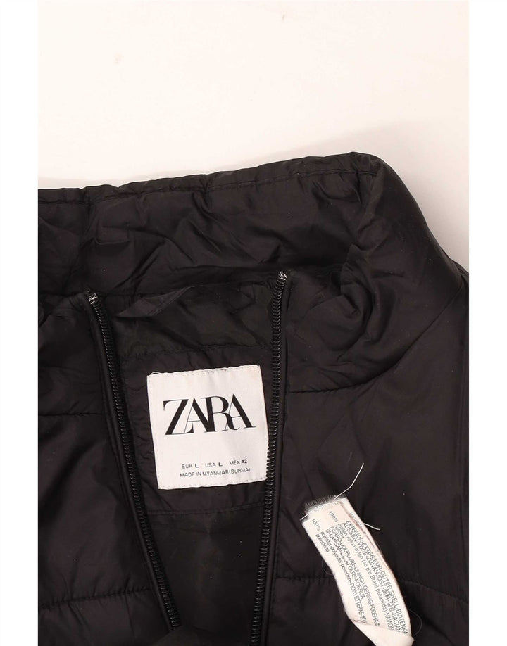Zara Mens Padded Jacket UK 40 Large Black Nylon