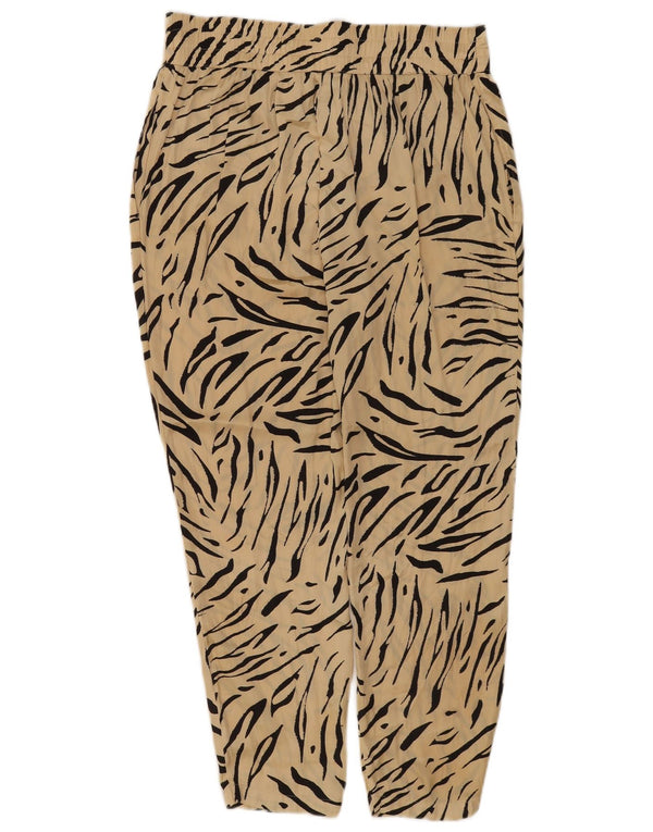 Marks & Spencer Womens Trousers UK 10 Small W30 L26 Beige Animal Print