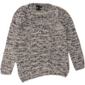 Massimo Dutti Womens V-Neck Jumper Sweater UK 10 Small Blue Flecked