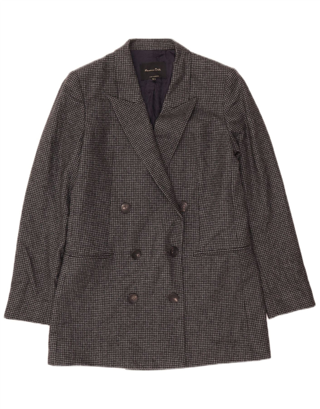 Massimo Dutti Womens Blazer Jacket EU 40 Medium Grey Houndstooth