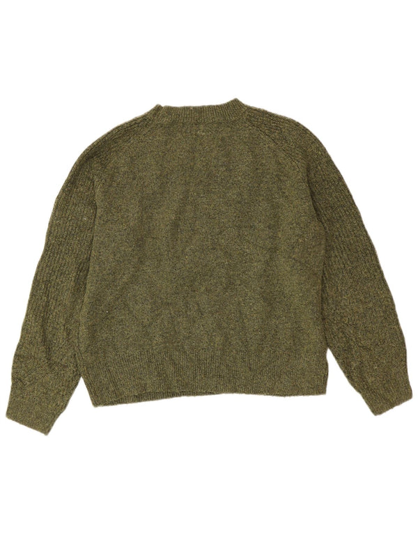 Marks & Spencer Womens Crew Neck Jumper Sweater UK 14 Medium Green Flecked