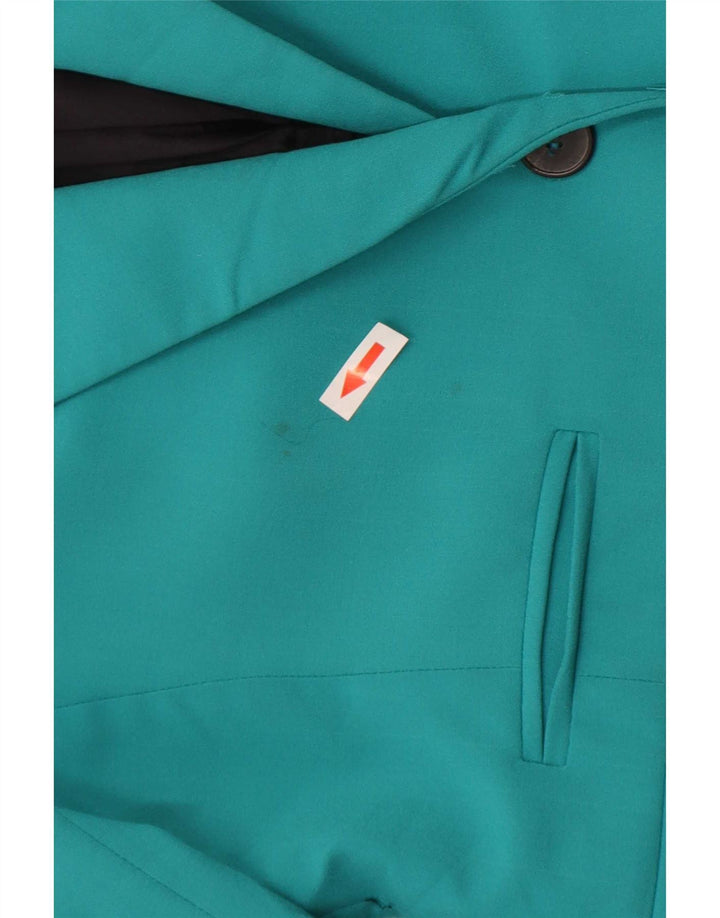 Zara Womens 1 Button Blazer Jacket UK 14 Large Turquoise