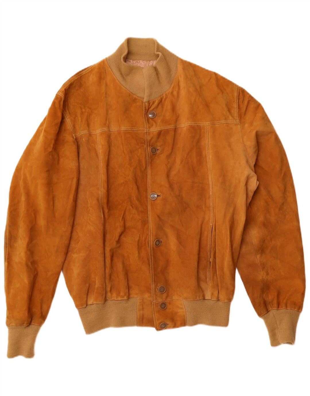 VINTAGE Mens Suede Bomber Jacket UK 40 Large Beige
