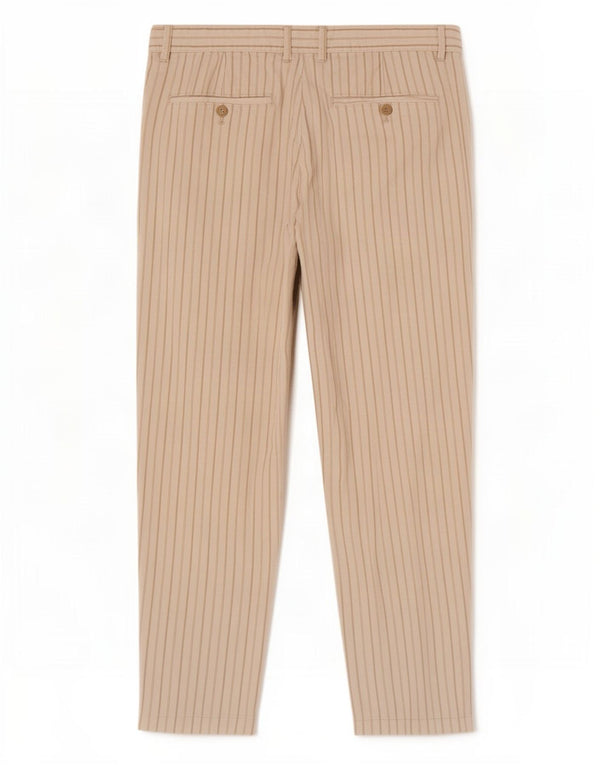 Zara Mens Crop Chino Trousers EU 40 Medium W31 L26 Off White Striped