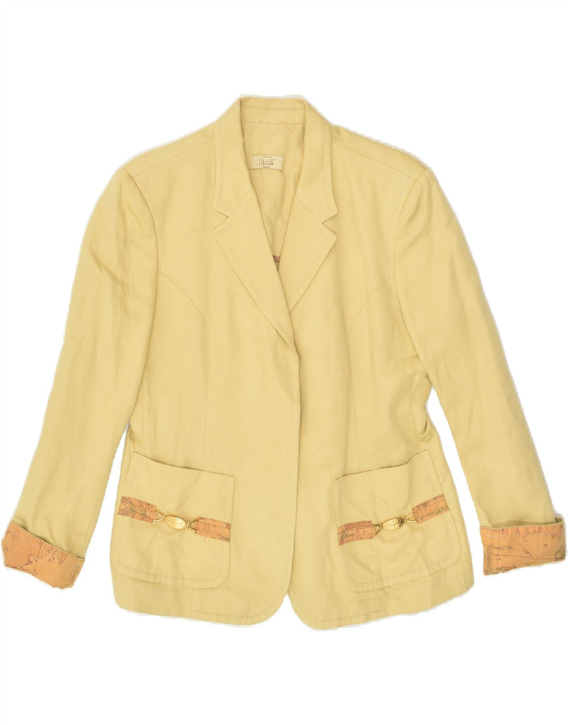 ALVIERO MARTINI Womens Blazer Jacket UK 16 Large Yellow Linen | Vintage ALVIERO MARTINI | Thrift | Second-Hand ALVIERO MARTINI | Used Clothing | Messina Hembry 