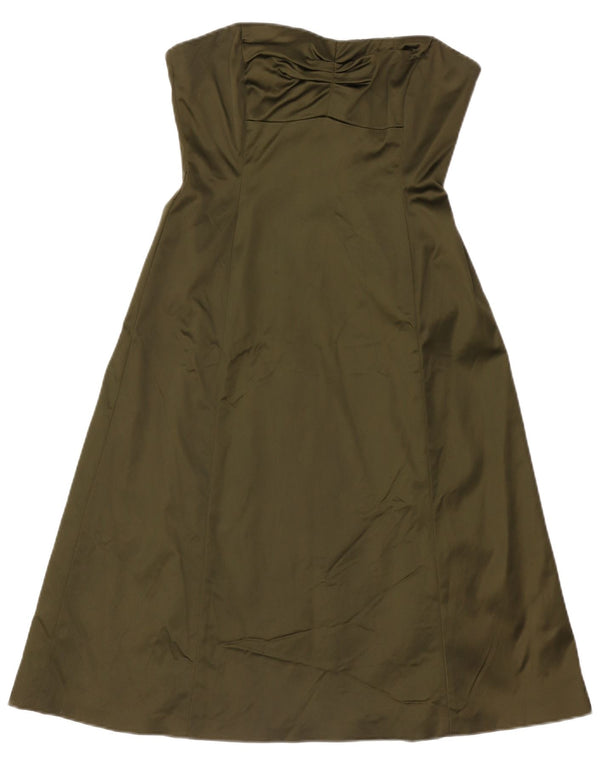 Coast Womens Strapless Dress UK 12 Medium Khaki Acetate