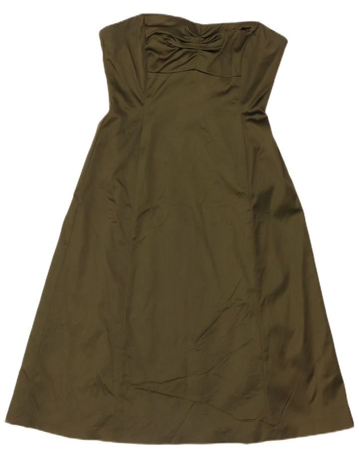 Coast Womens Strapless Dress UK 12 Medium Khaki Acetate