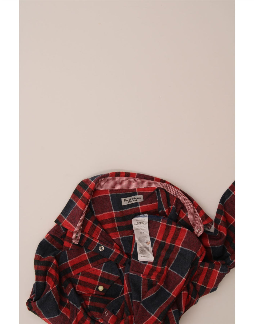 FRED MELLO Womens New York Flannel Shirt Medium Red Check Cotton Vintage Fred Mello and Second-Hand Fred Mello from Messina Hembry 