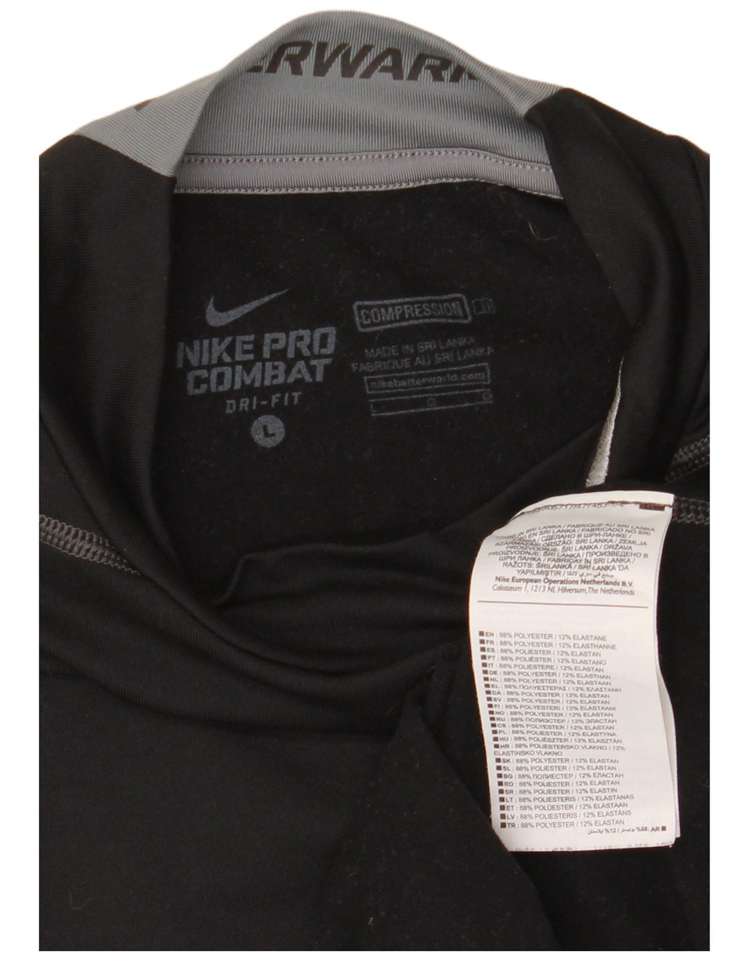 Nike Mens Top Long Sleeve Large Black Colourblock Polyester
