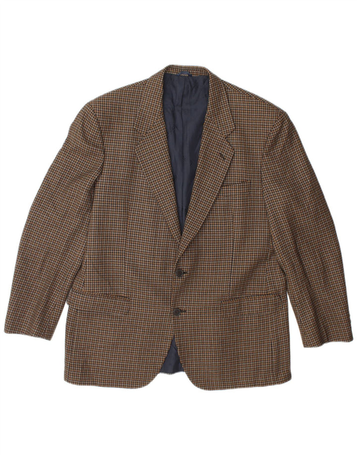 Cacharel Mens 2 Button Blazer Jacket IT 52 XL Brown Houndstooth Wool