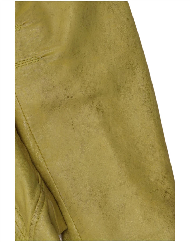 Freaky Nation Womens Leather Jacket UK 10 Small Green Leather