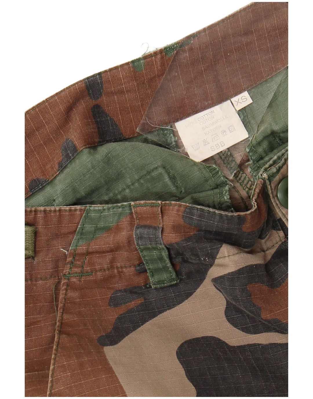 VINTAGE Mens Cargo Shorts XS W30  Multicoloured Camouflage Cotton