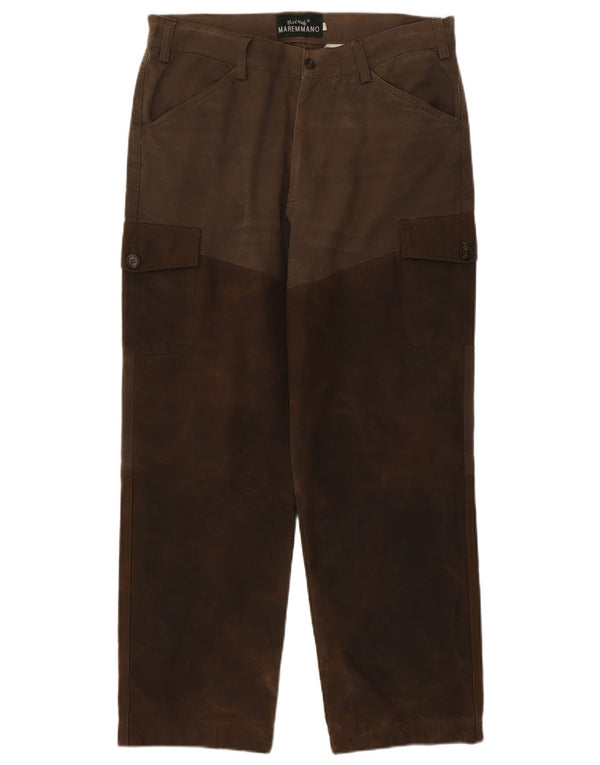 Maremmano Mens Cargo Trousers IT 50 Large W34 L28 Brown Colourblock
