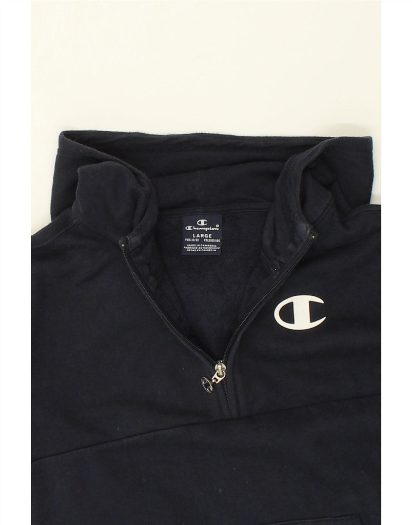 CHAMPION Boys Graphic Zip Neck Hoodie Jumper 11-12 Years Large  Navy Blue | Vintage Champion | Thrift | Second-Hand Champion | Used Clothing | Messina Hembry 