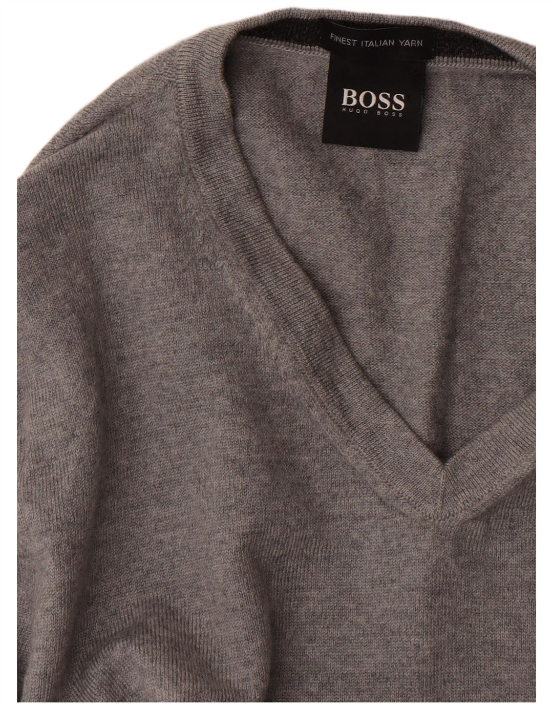 HUGO BOSS Womens V-Neck Jumper Sweater UK 10 Small Grey