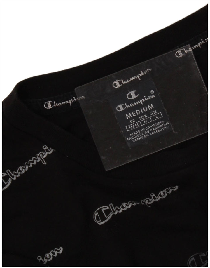 CHAMPION Mens Graphic T-Shirt Top Medium Black