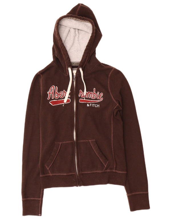 Abercrombie & Fitch Womens Graphic Zip Hoodie Sweater UK 14 Large Brown