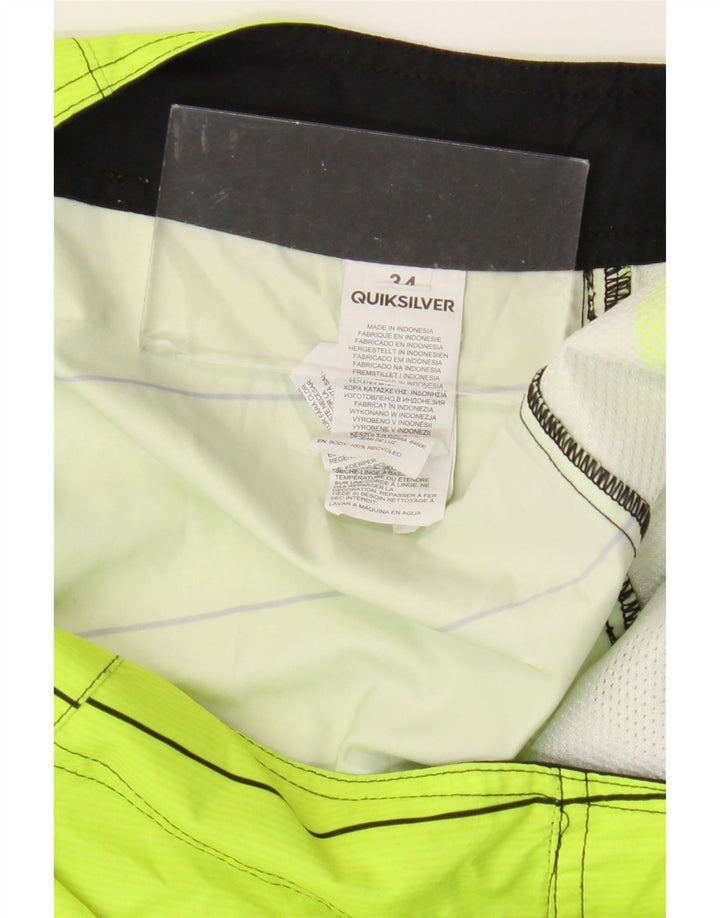 QUIKSILVER Mens Swimming Shorts Large Green Striped Polyester
