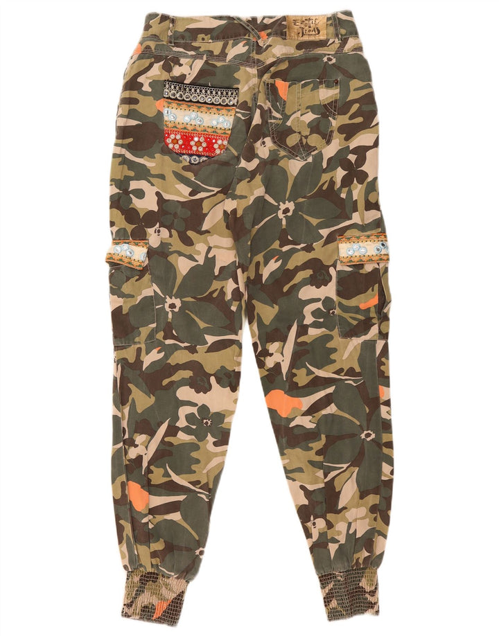 Desigual Womens Cargo Trousers EU 38 Medium W29 L29 Green Camouflage