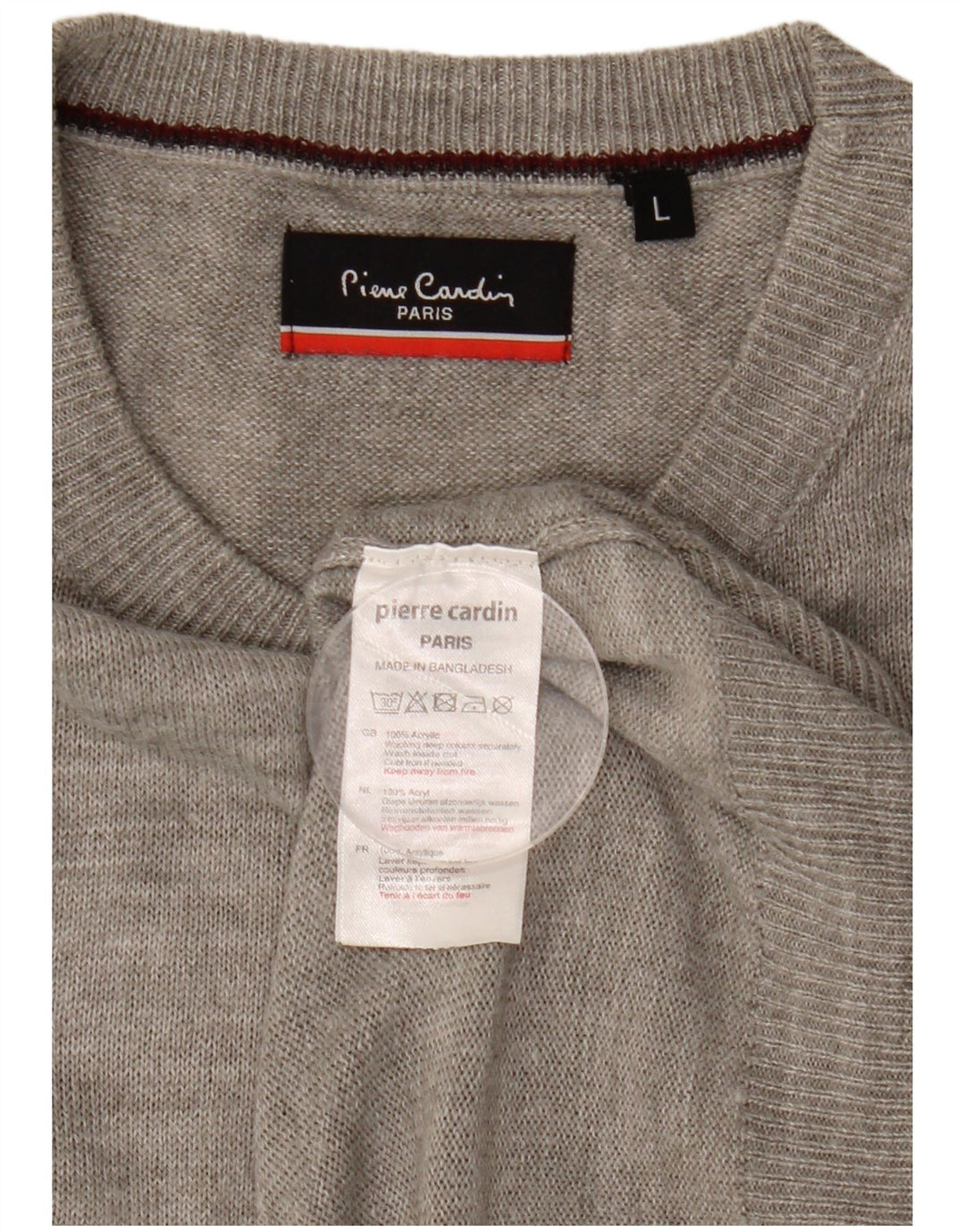 Pierre Cardin Mens Crew Neck Jumper Sweater Large Grey Acrylic