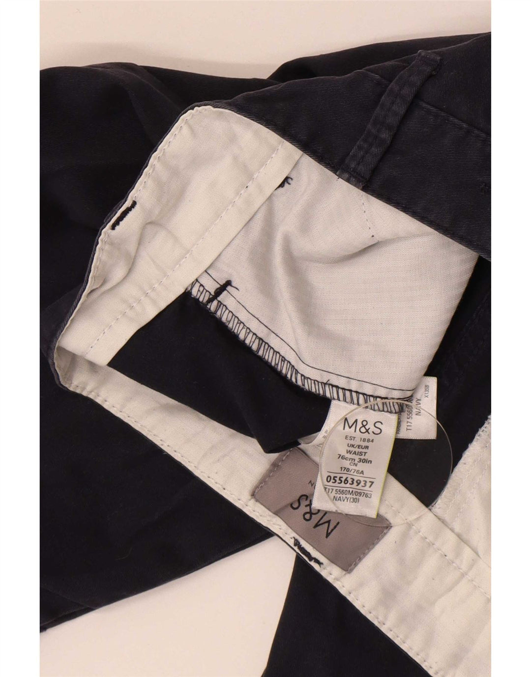 Marks & Spencer Mens Chino Shorts W30 Medium Navy Blue Cotton