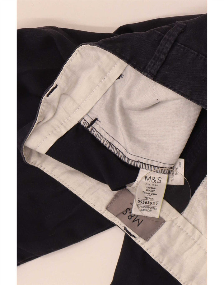 Marks & Spencer Mens Chino Shorts W30 Medium Navy Blue Cotton