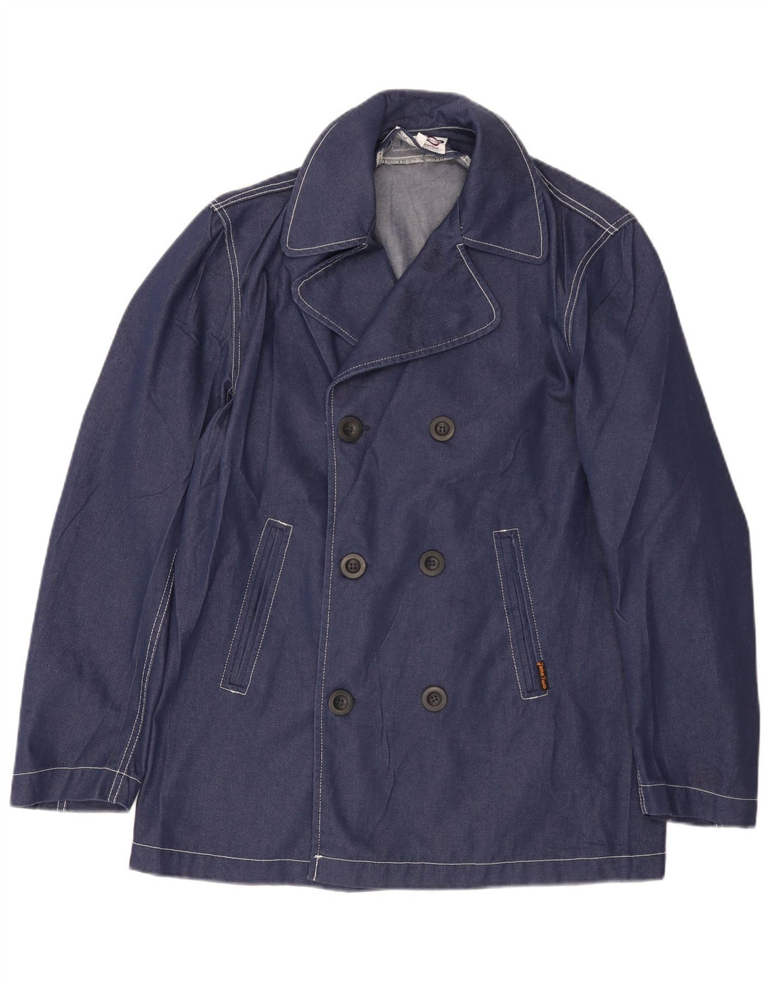 Take Two Mens Pea Coat UK 40 Large Navy Blue Polyester