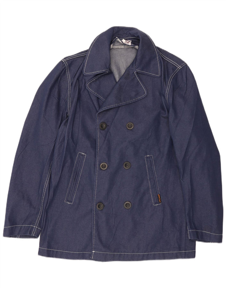 Take Two Mens Pea Coat UK 40 Large Navy Blue Polyester