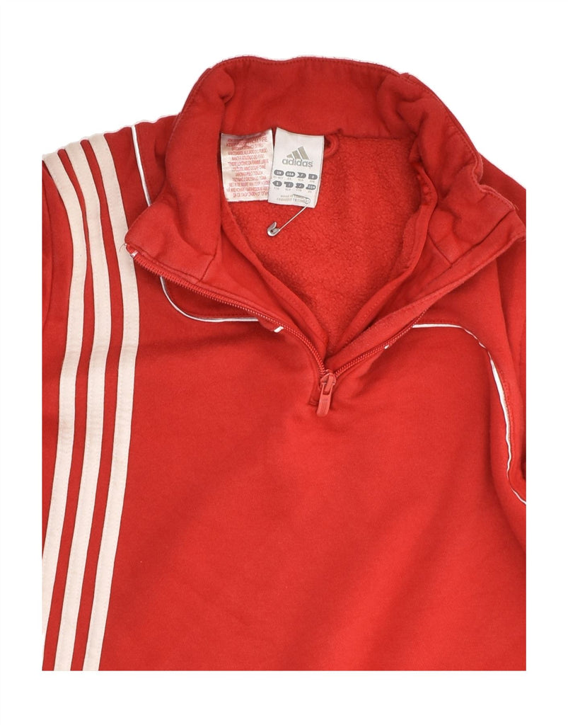 ADIDAS Boys Zip Neck Sweatshirt Jumper 15-16 Years Red Cotton | Vintage Adidas | Thrift | Second-Hand Adidas | Used Clothing | Messina Hembry 