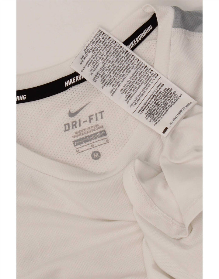 Nike Mens Dri Fit T-Shirt Top Medium White Colourblock Polyester