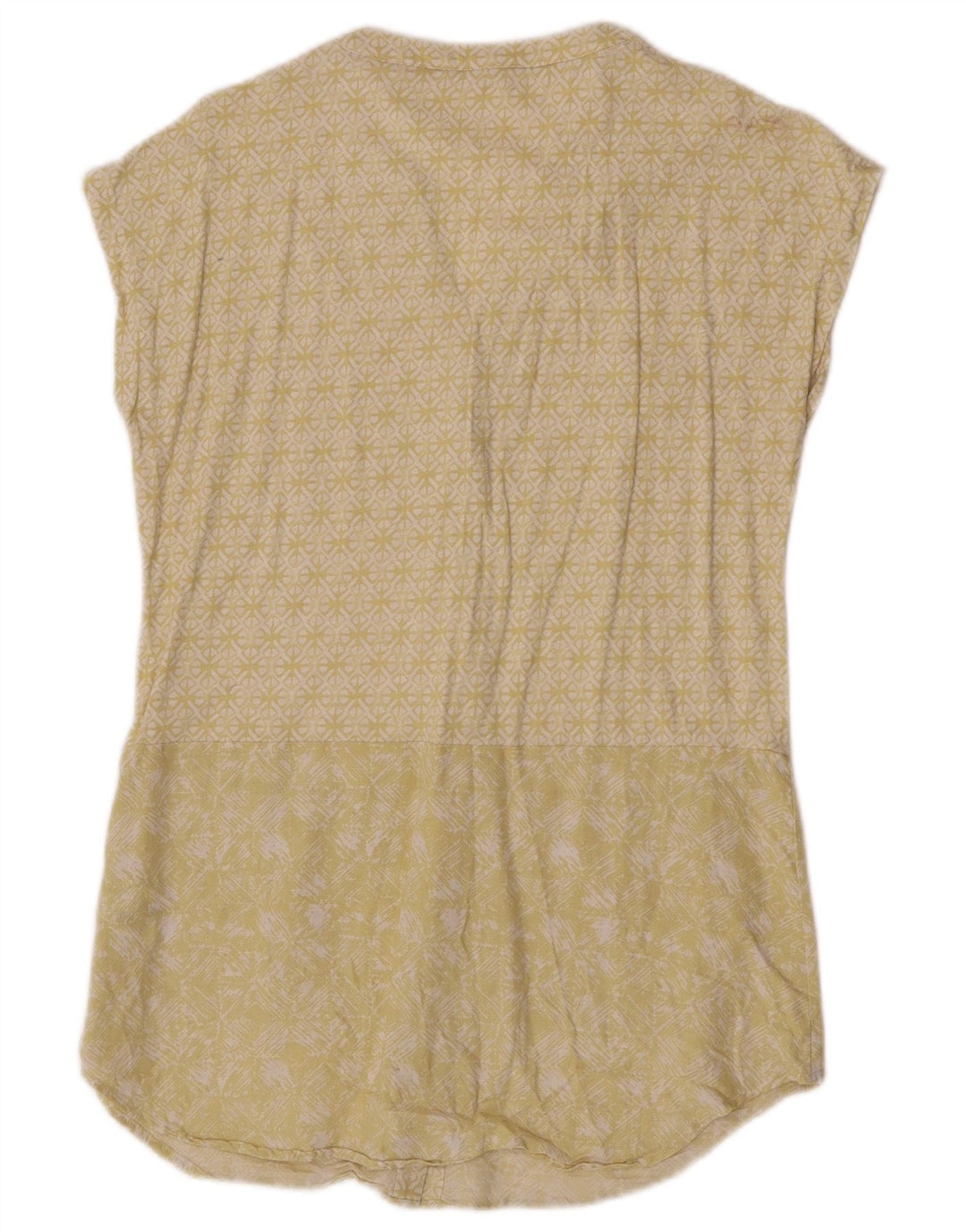 White Stuff Womens Short Sleeve Shirt Blouse UK 10 Small Yellow Geometric