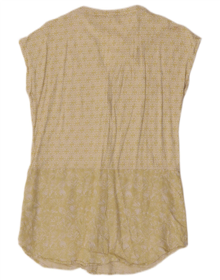 White Stuff Womens Short Sleeve Shirt Blouse UK 10 Small Yellow Geometric