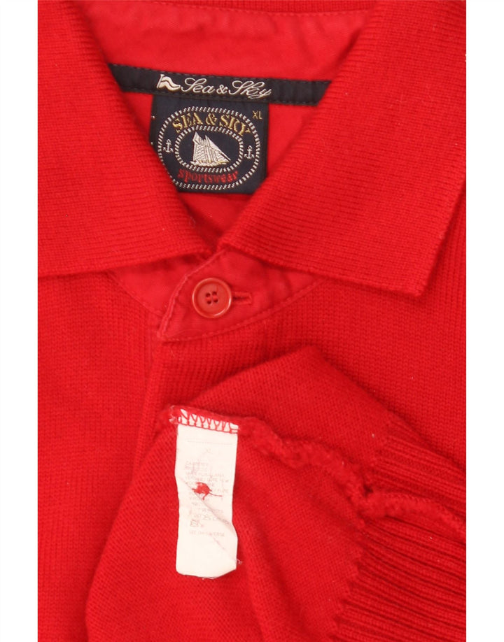 Sea & Sky Mens Polo Neck Jumper Sweater XL Red Wool