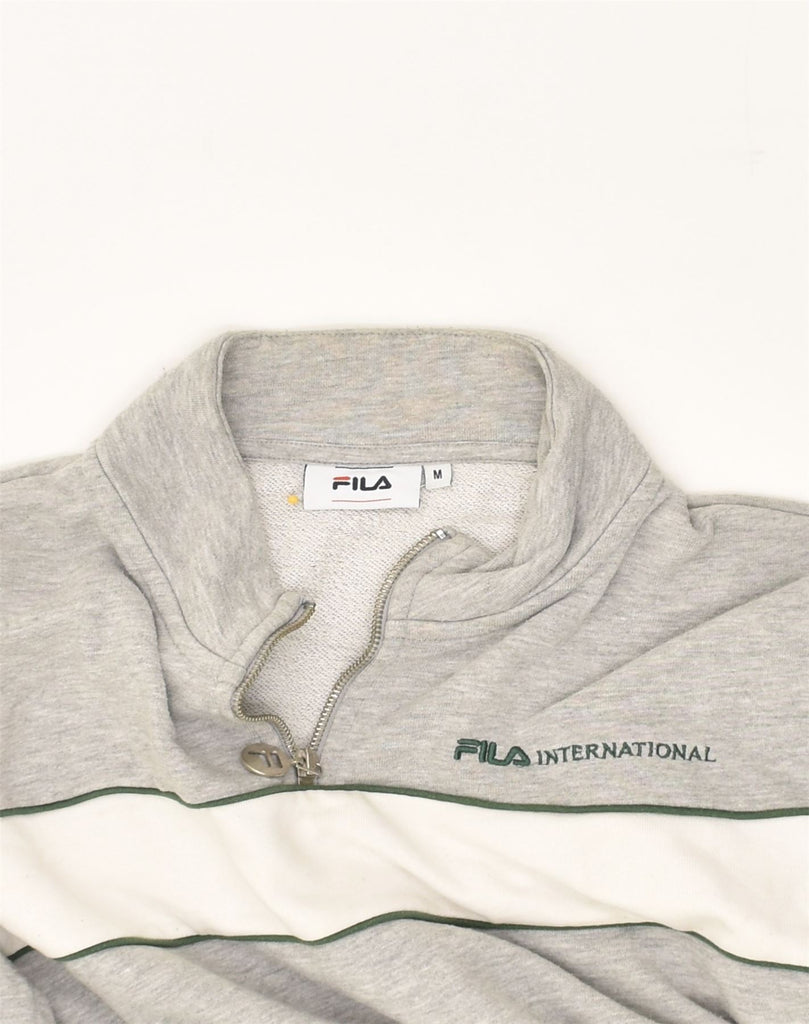 FILA Mens Zip Neck Sweatshirt Jumper Medium Grey Cotton | Vintage Fila | Thrift | Second-Hand Fila | Used Clothing | Messina Hembry 