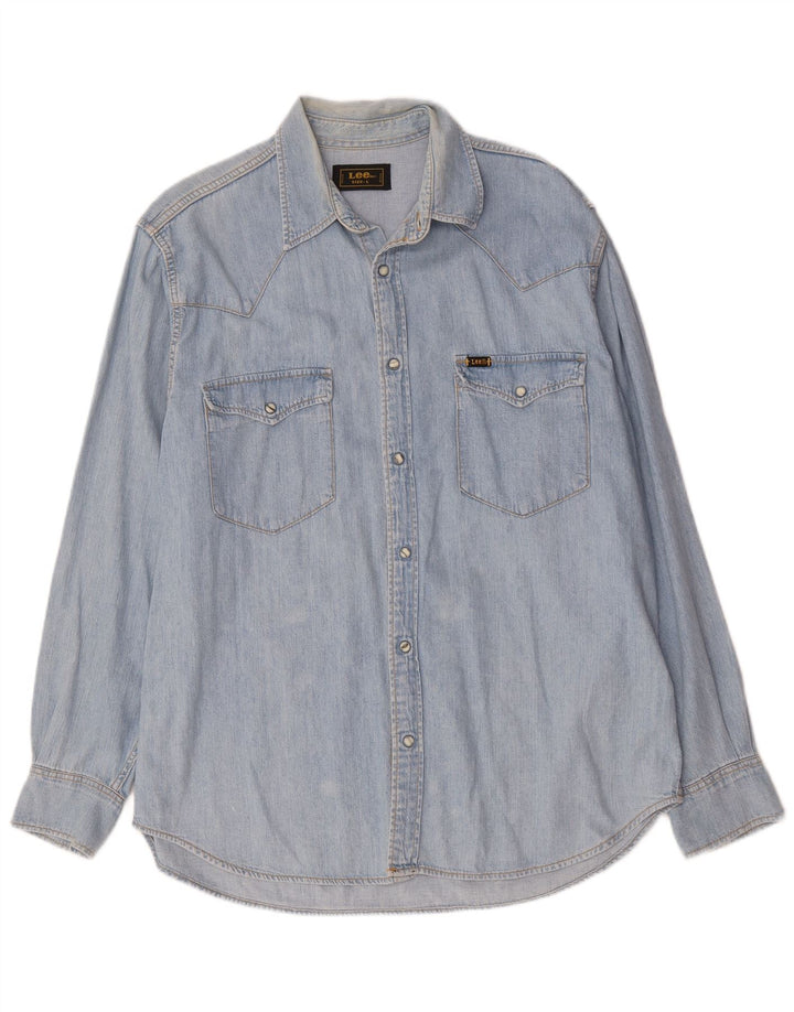 Lee Mens Denim Shirt Large Blue Cotton