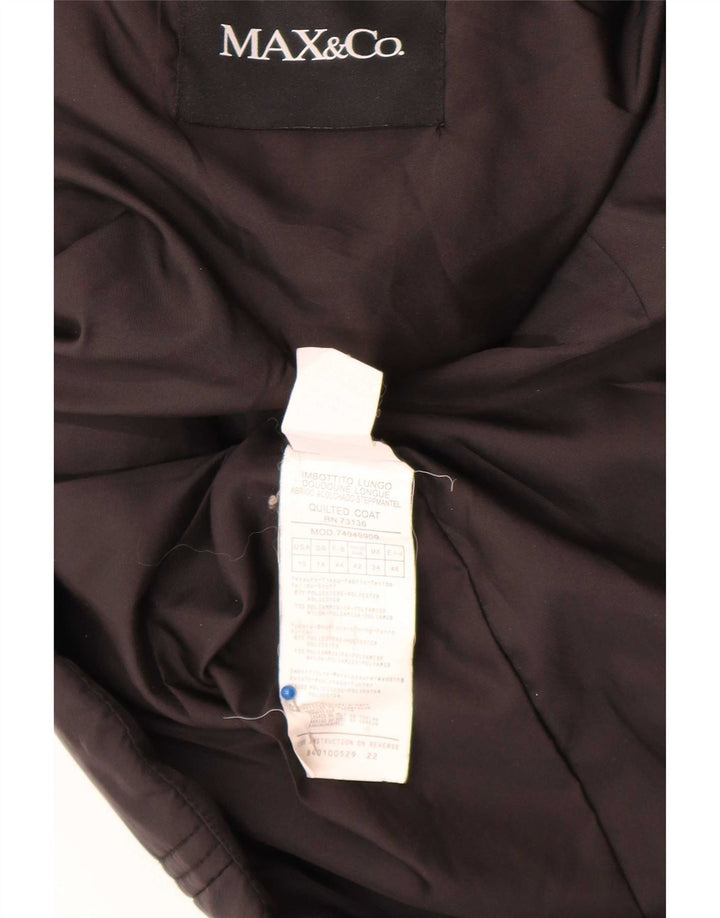 Max & Co. Womens Quilted Overcoat UK 14 Medium Black Polyester