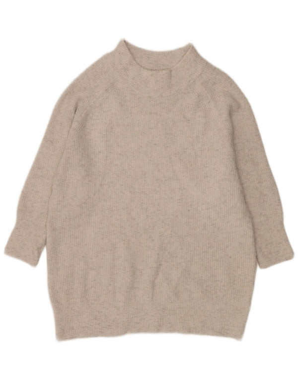 Topshop Womens Longline Turtle Neck Jumper Sweater UK 10 Small Grey Flecked