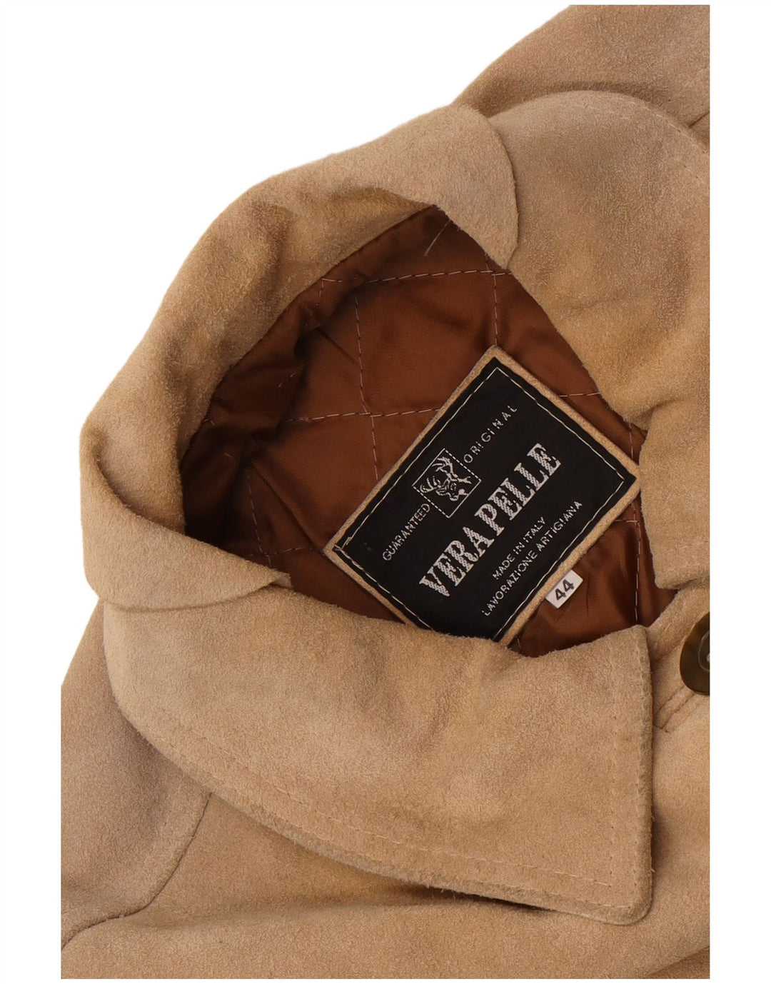 Vintage Womens Suede Jacket IT 44 Medium Beige Leather