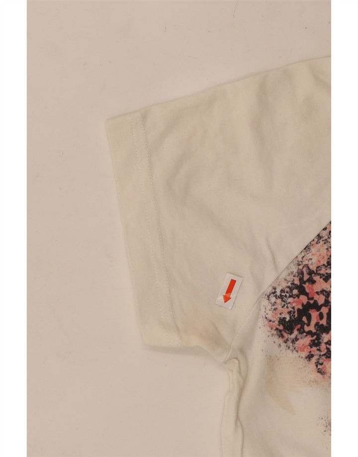 ADIDAS Womens Graphic T-Shirt Top UK 10 Small White Animal Print Cotton