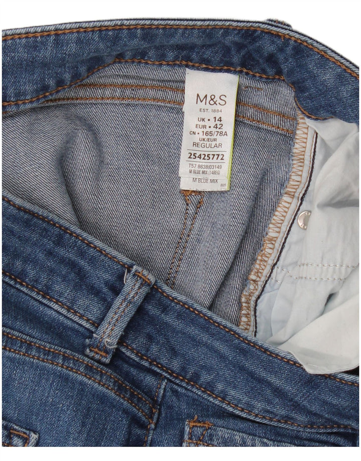 Marks & Spencer Womens Regular Slim Jeans UK 14 Large W36 L29 Blue Cotton