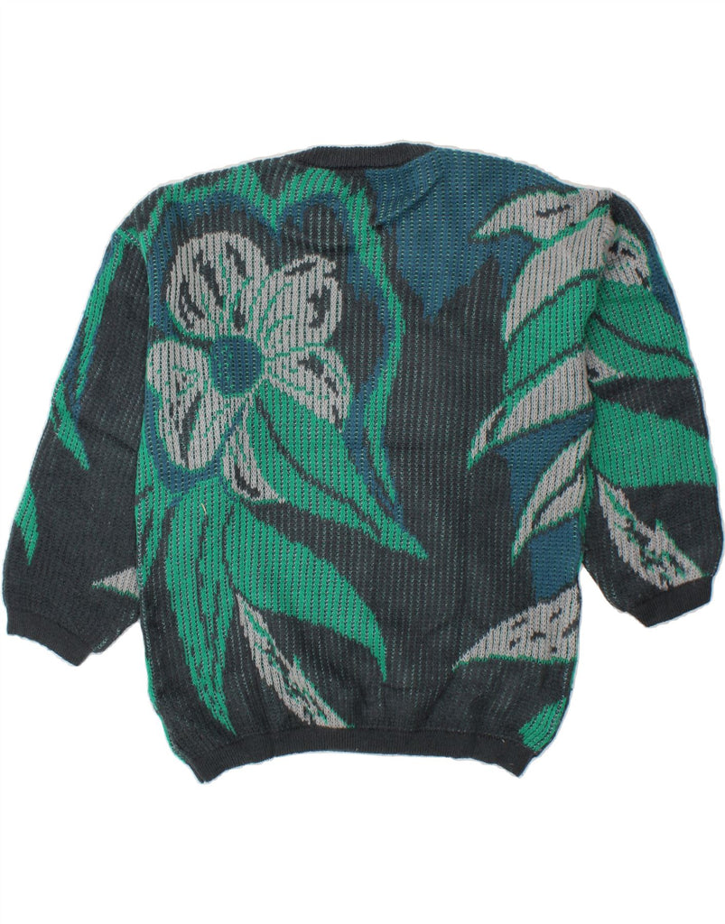 VINTAGE Womens Crew Neck Jumper Sweater UK 16 Large Green Floral Vintage Vintage and Second-Hand Vintage from Messina Hembry 