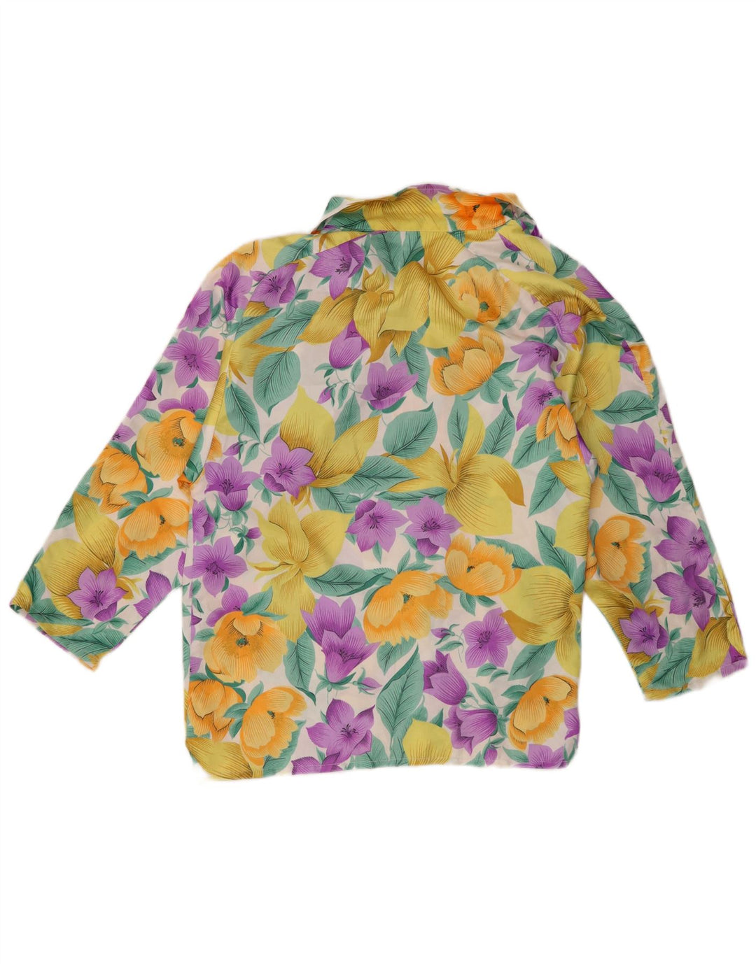 Vintage Womens Shirt Blouse UK 14 Medium Multicoloured Floral Viscose