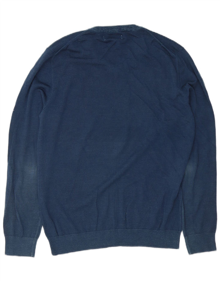 Reiss Mens V-Neck Jumper Sweater Large Navy Blue