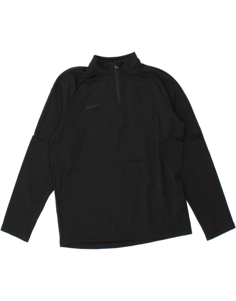 NIKE Boys Dri Fit Zip Neck Top Long Sleeve 12-13 Years Large Black Vintage Nike and Second-Hand Nike from Messina Hembry 