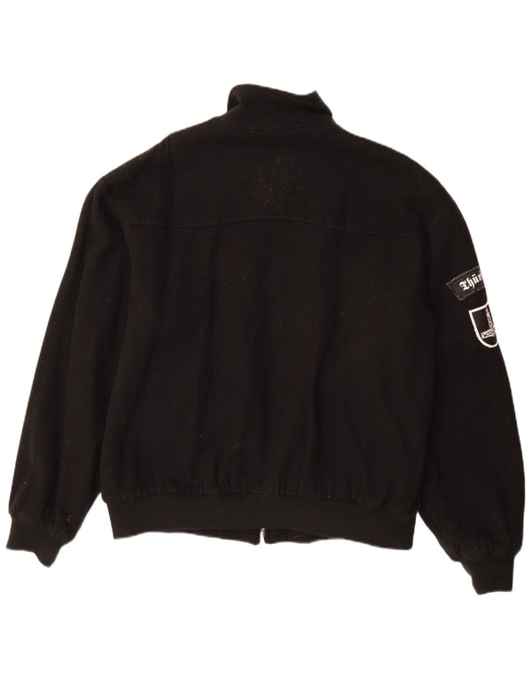 Vintage Mens Bomber Jacket UK 40 Large Black Wool