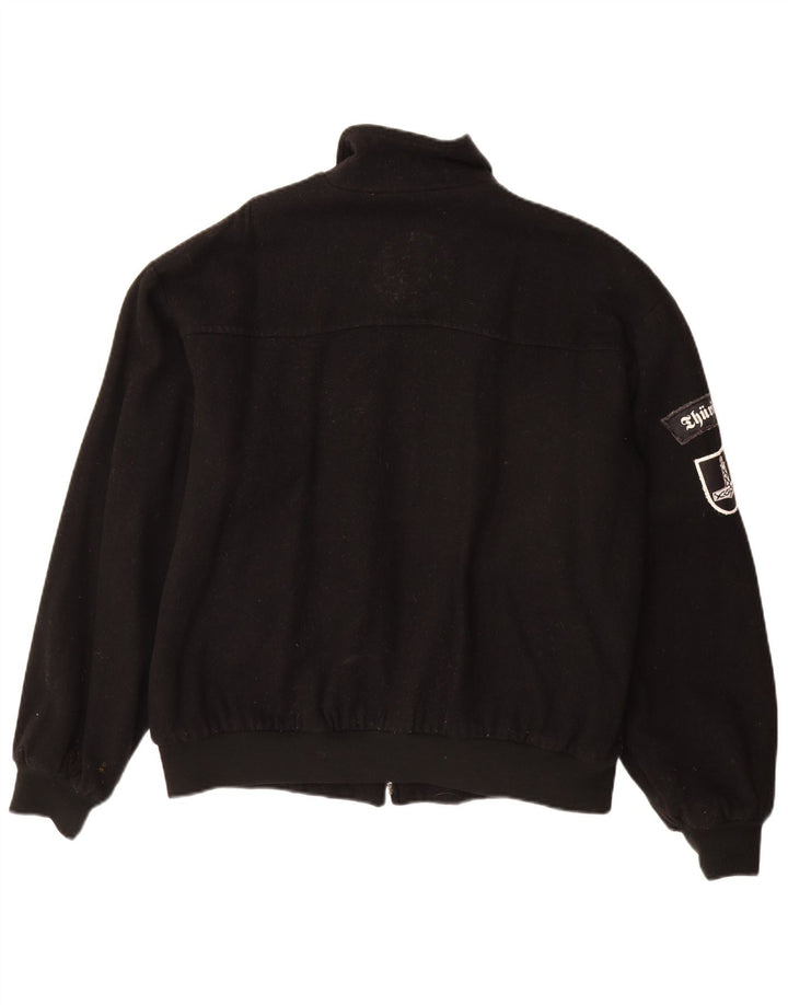 Vintage Mens Bomber Jacket UK 40 Large Black Wool