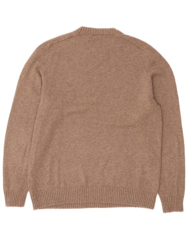 Zara Mens Crew Neck Jumper Sweater Medium Brown Polyester